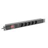 Regleta lanberg 1u 16a rack 19 pulgadas 5x socket schuko negro 2m