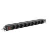 Regleta lanberg 1u 16a 9x schuko rack 19 pulgadas 3m negro