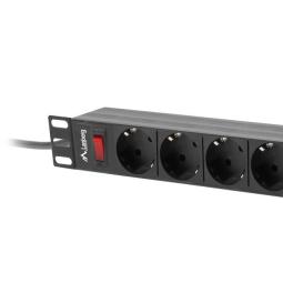 Regleta lanberg 1u 16a 9x schuko rack 19 pulgadas 3m negro
