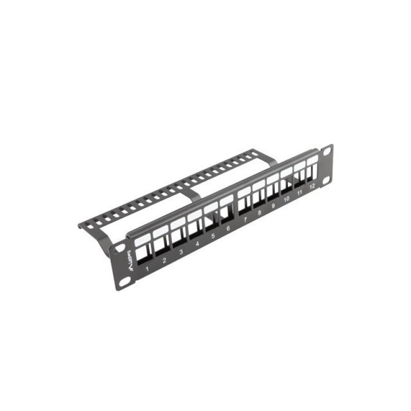 Patch panel lanberg 12 puertos 1u organizador modulos keystone negro