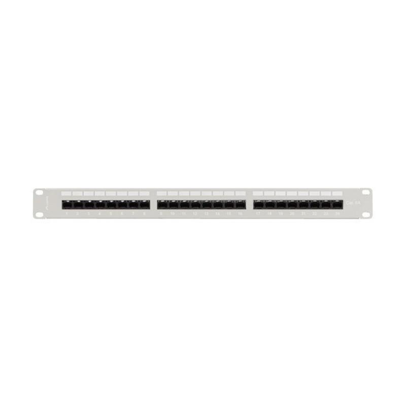 Patch panel lanberg 24 puertos 1u 19 pulgadas cat.6a utp con organizador cables gris