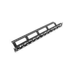 Patch panel lanberg 24 puertos 1u escalonado organizador modulos keystone negro