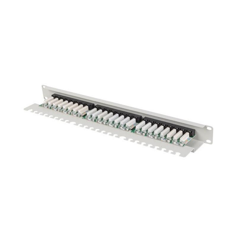 Patch panel lanberg 24 puertos 1u 19 pulgadas cat.6a utp con organizador cables gris