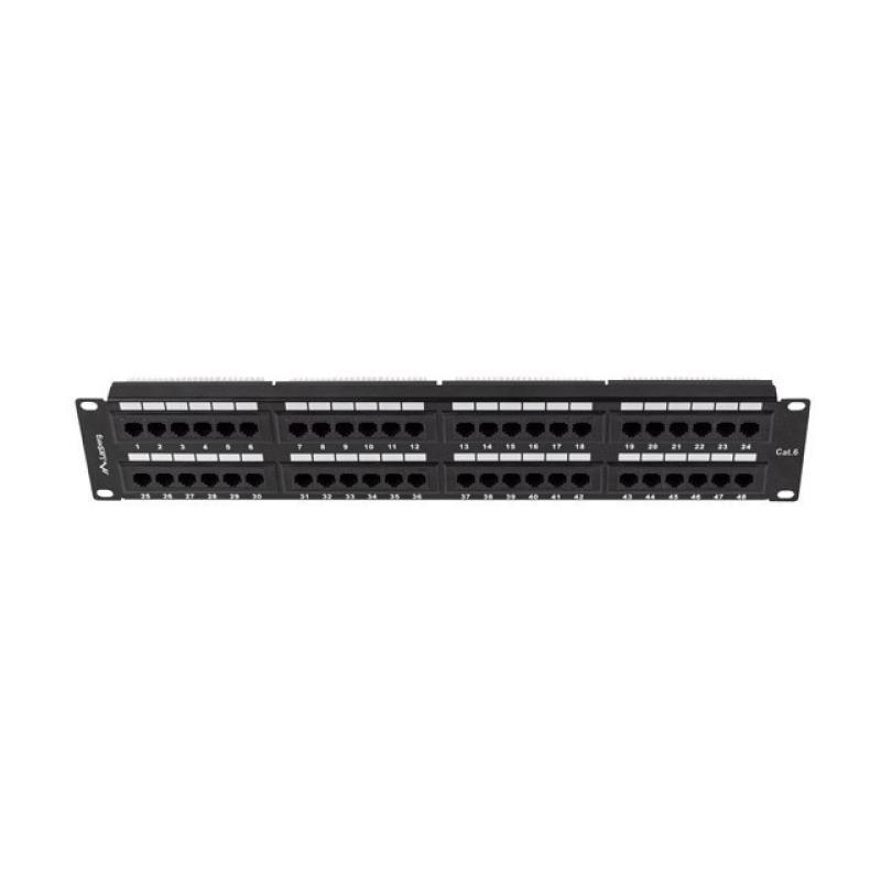 Patch panel lanberg 48 puertos 2u 19 pulgadas cat.6 negro