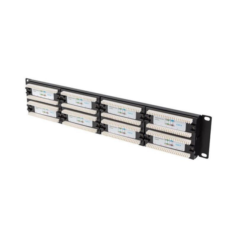 Patch panel lanberg 48 puertos 2u 19 pulgadas cat.6 negro