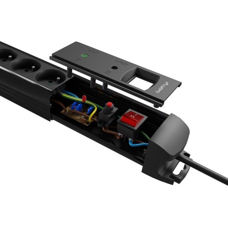 Regleta lanberg sp1 5 tomas schuko proteccion hasta 2500w negra 5m