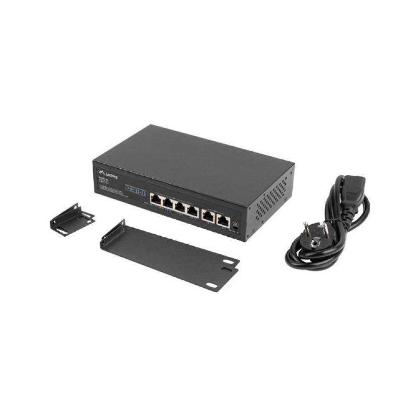 Switch lanberg 6 puertps 100mb 4xpoe+ - 2x fast ether 60w rack 10 pulgadas - 19 pulgadas