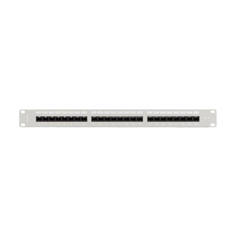 Patch panel lanberg 24 puertos 1u 19 pulgadas cat.6 utp con organizador cables gris