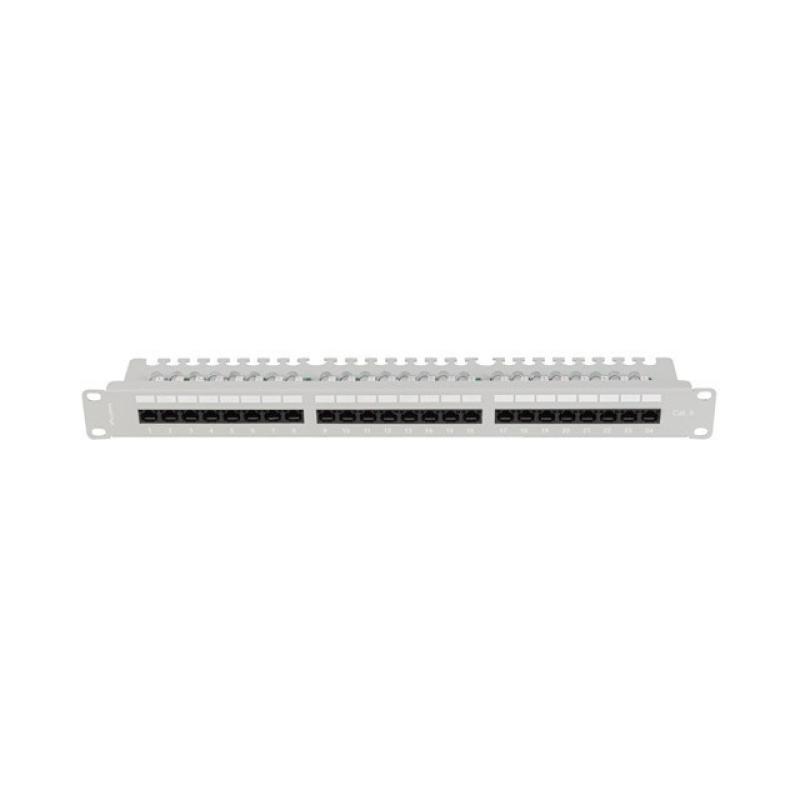 Patch panel lanberg 24 puertos 1u 19 pulgadas cat.6 utp con organizador cables gris