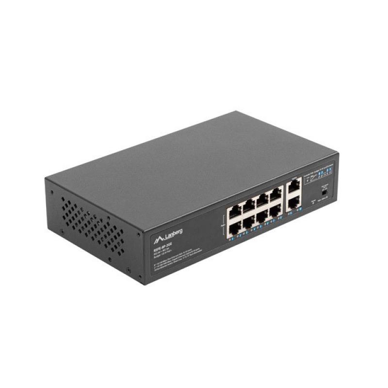 Switch lanberg 10 puertos 100mb 8xpoe+ - 2x gbit ether 120w rack 10 pulgadas - 19 pulgadas