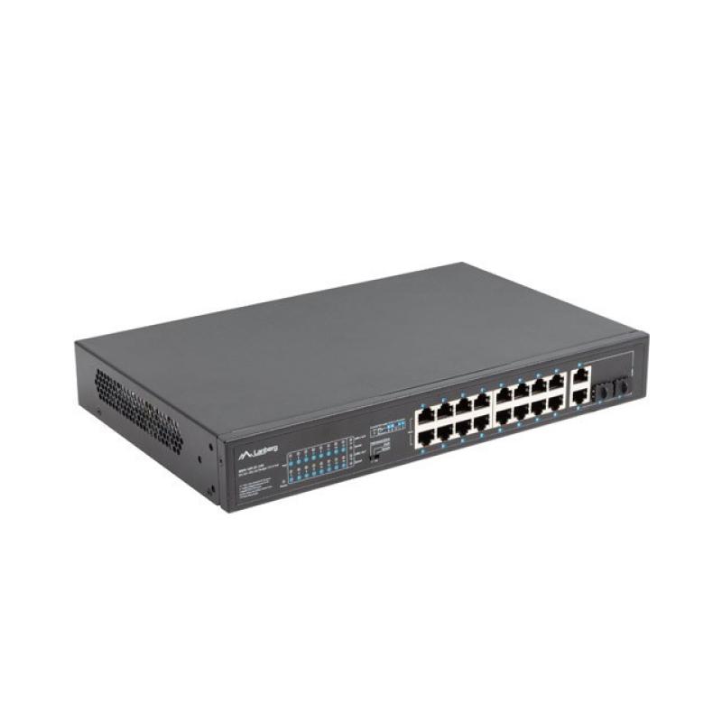 Switch lanberg 18 puertos 100mb 16xpoe+ - 2x gbit ether 250w rack 19 pulgadas
