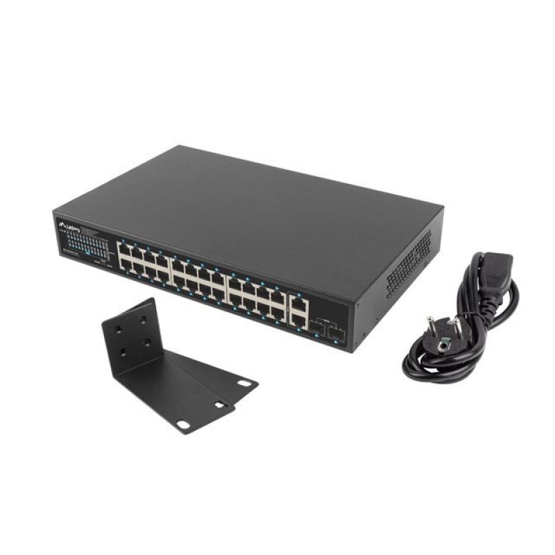 Switch lanberg 24 puertos 1gb poe+ - 2x sfp 2x gbit ethernet 360w rack 19 pulgadas
