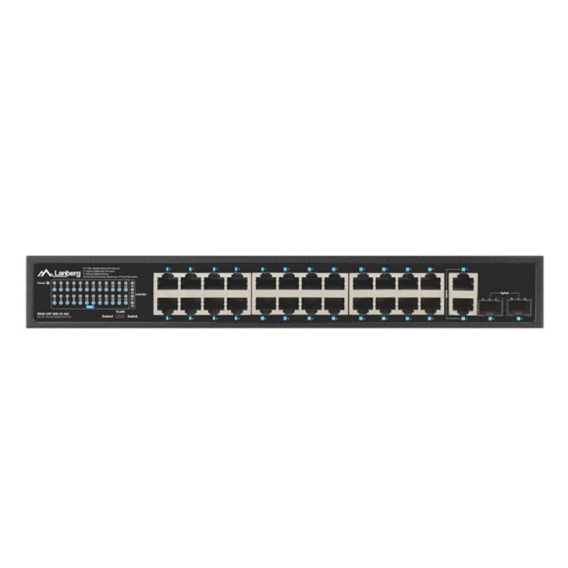 Switch lanberg 24 puertos 1gb poe+ - 2x sfp 2x gbit ethernet 360w rack 19 pulgadas