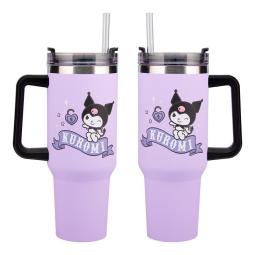 Vaso aislante paladone sanrio kuromi y pajita hello kitty 900ml