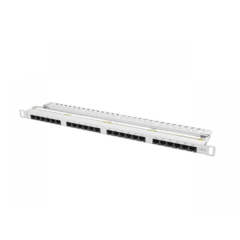 Patch panel lanberg cat.6 utp 24 puertos 0.5u rack 19 gris - Imagen 1