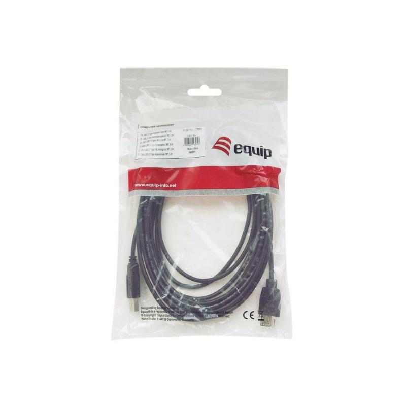 Cable usb 2.0 a usb tipo b equip 2m - macho - macho - negro