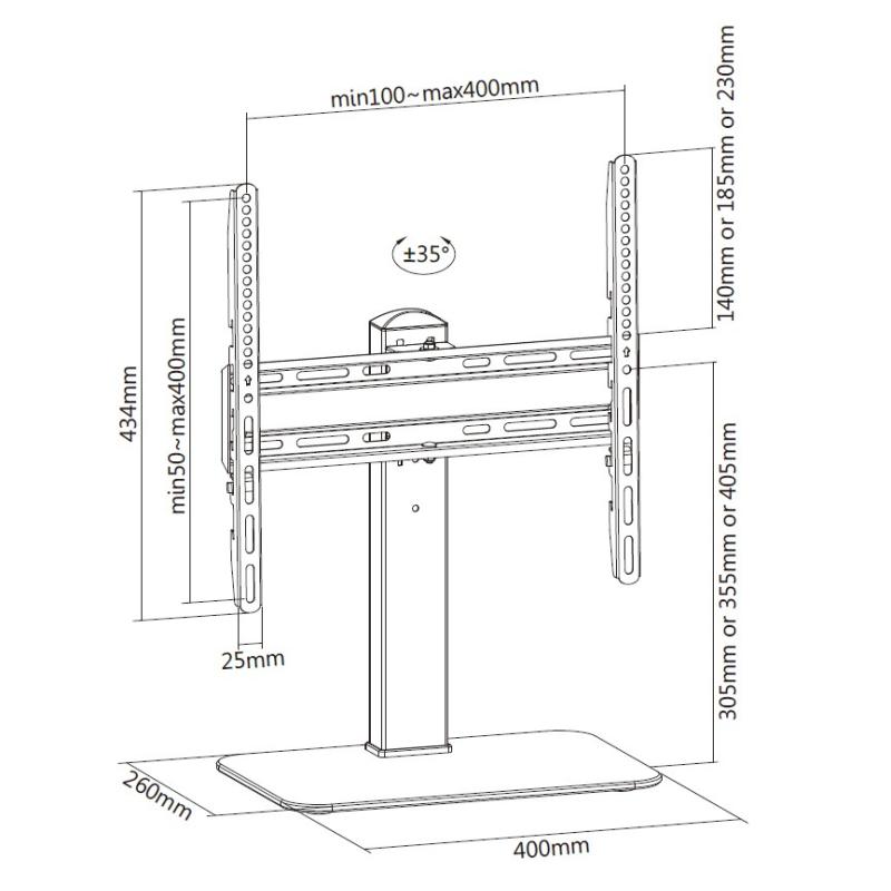 Soporte de mesa con base equip vesa hasta 55 pulgadas 400x400mm max 40kg