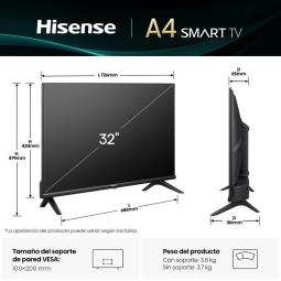 Tv hisense 32 pulgadas led hd ready - 32a4q - smart tv