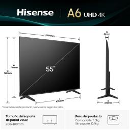 Tv hisense 55 pulgadas led 4k uhd - 55a6q - smart tv