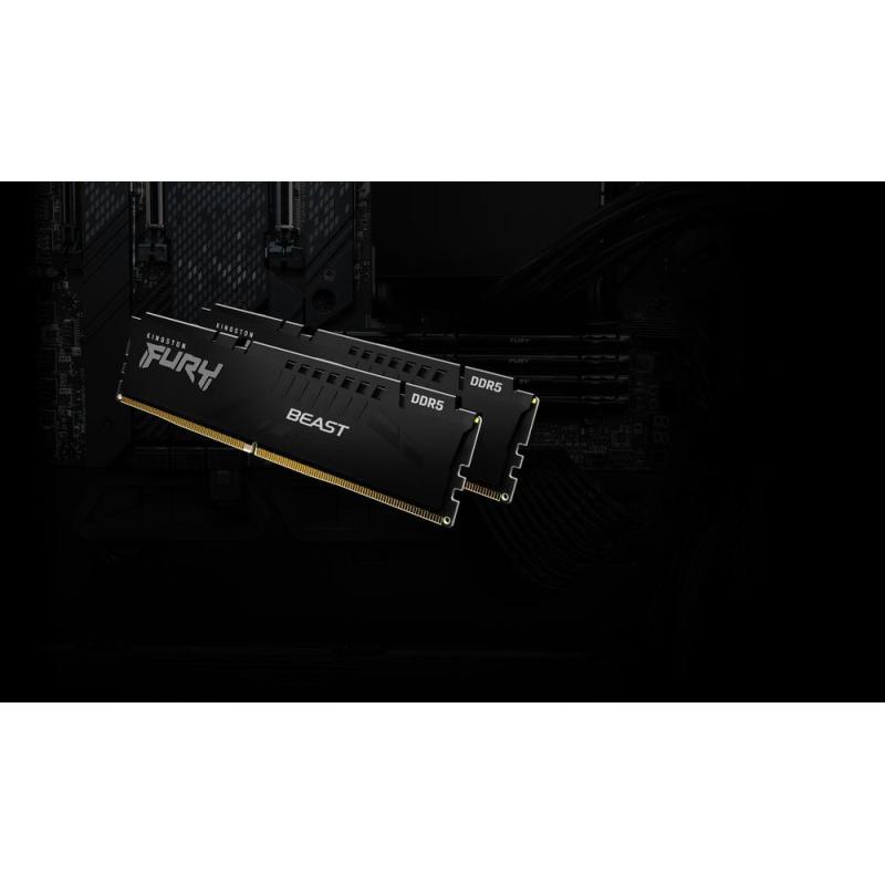 Memoria ram ddr5 64gb 2x32gb kingston - 6000 mhz - pc5 - 48000 - fury beast - cl30 - 1.4v