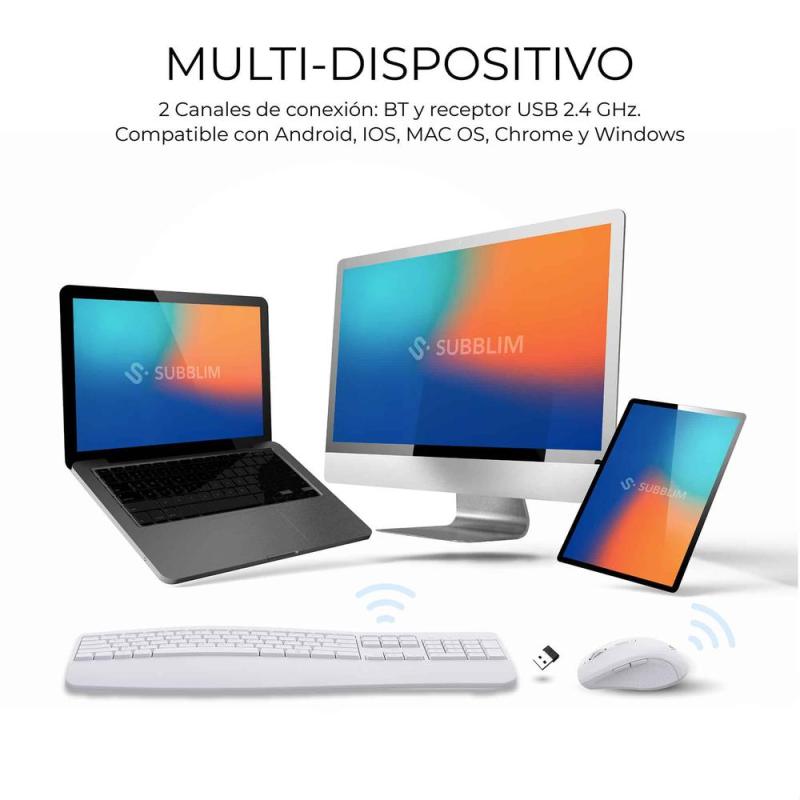 Teclado + raton subblim combo dual office prowave blanco
