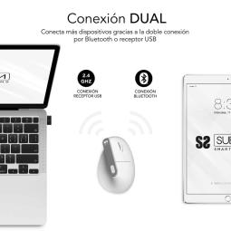 Raton inalambrico subblim vertical ergo dual mouse battery blanco