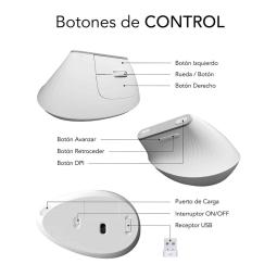 Raton inalambrico subblim vertical ergo dual mouse battery blanco