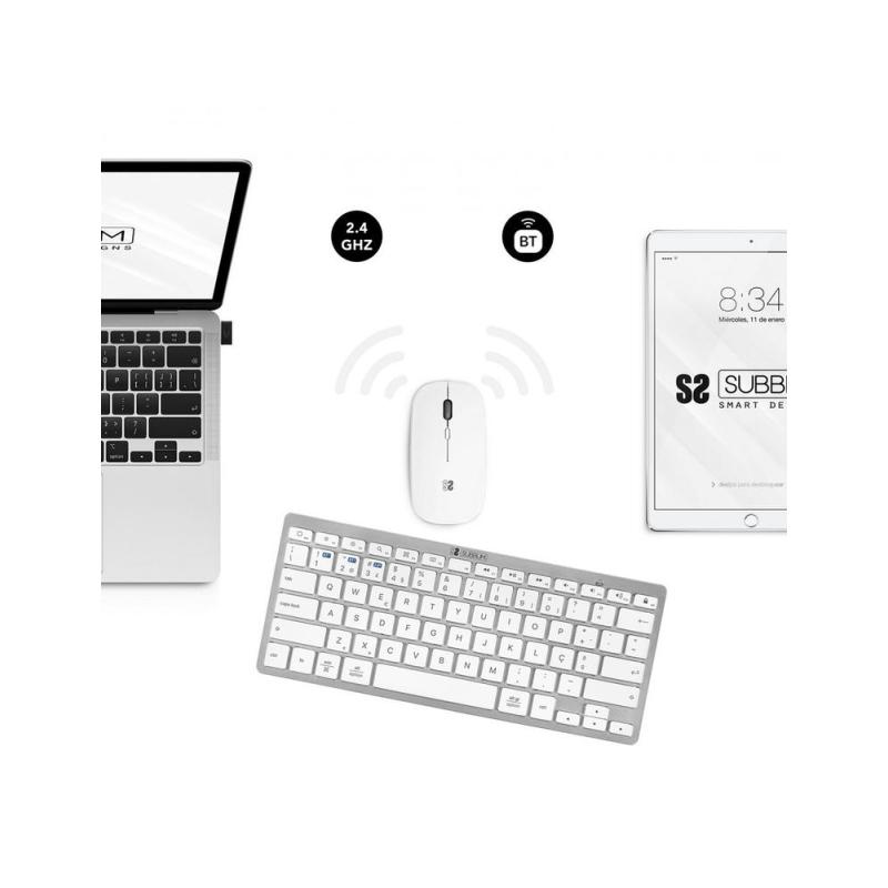 Teclado + raton subblim combo plata portugues