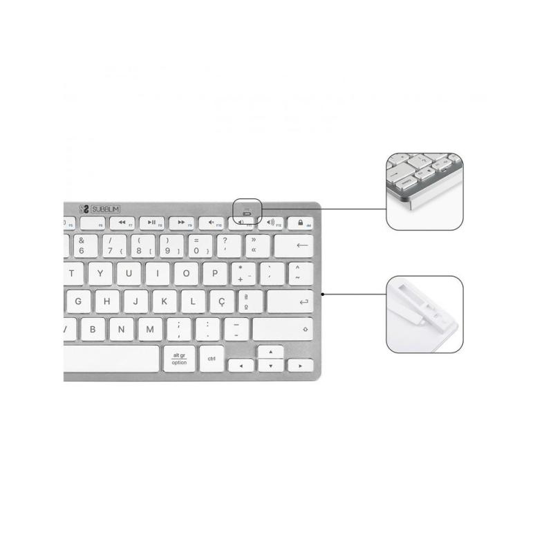 Teclado + raton subblim combo plata portugues