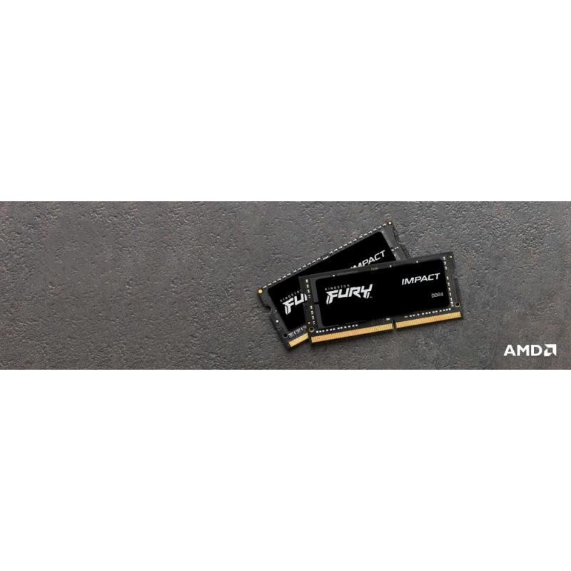 Memoria ram ddr4 64gb 2x32gb kingston - 3200mhz - pc4 - 25600 - fury impact - cl20 - 1.2v - sodimm