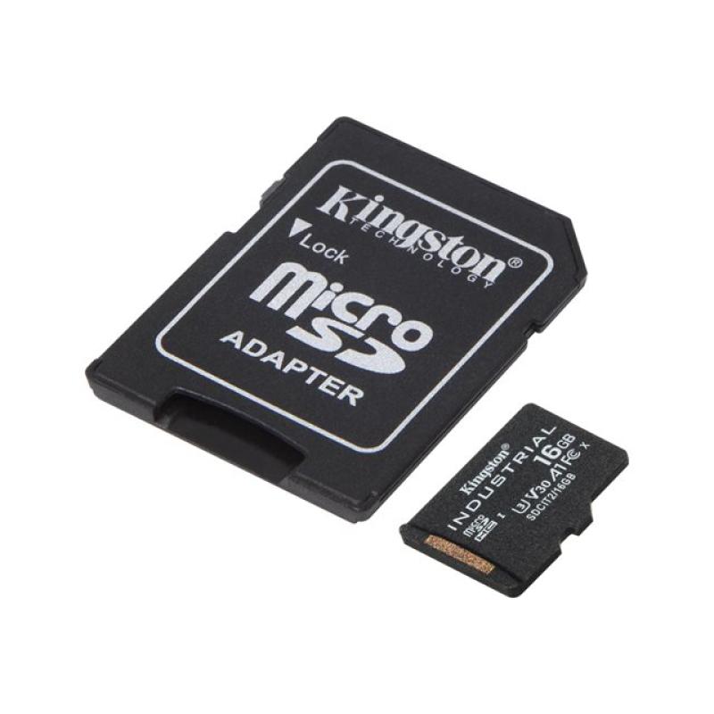 Tarjeta memoria micro sdhc 16gb kingston industrial uhs - i u3 cl10 + adaptador
