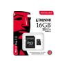 Tarjeta memoria micro sdhc 16gb kingston industrial uhs - i u3 cl10 + adaptador