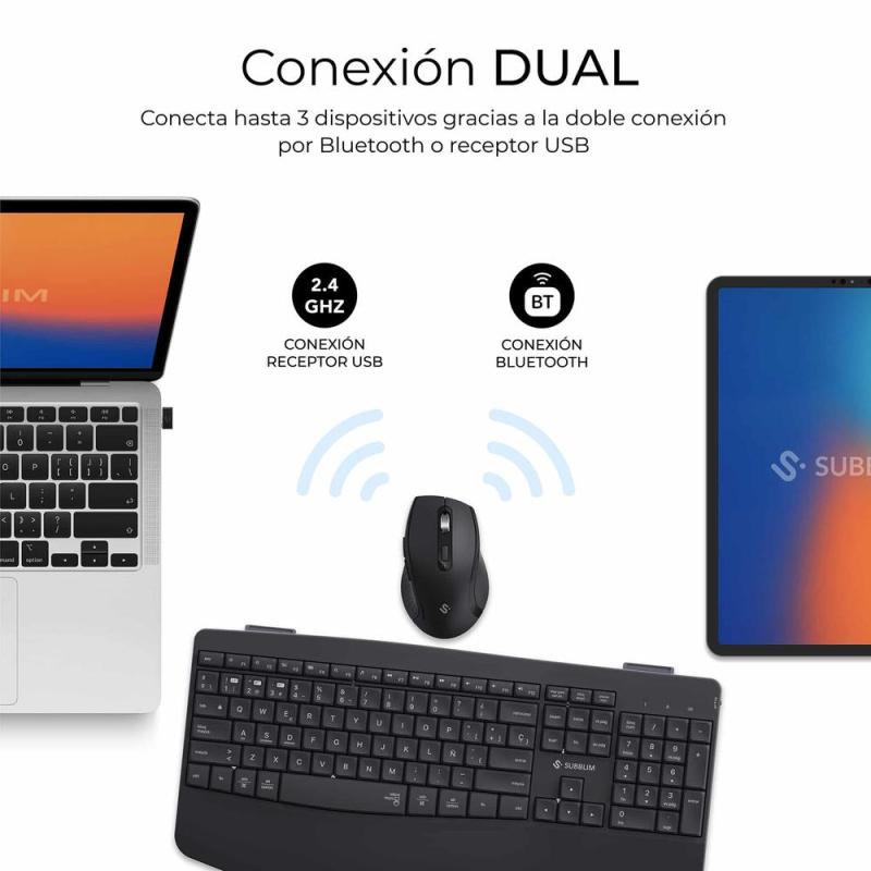 Teclado + raton subblim combo dual office prowave negro