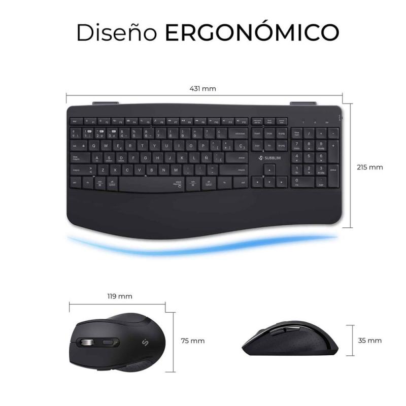Teclado + raton subblim combo dual office prowave negro