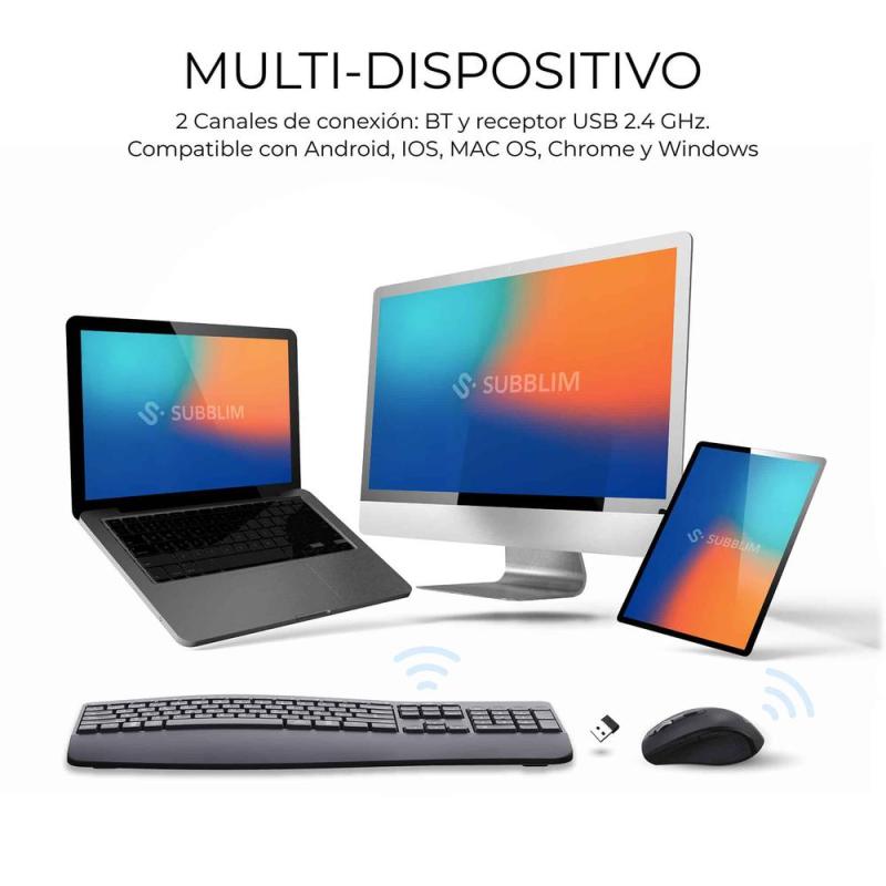 Teclado + raton subblim combo dual office prowave negro