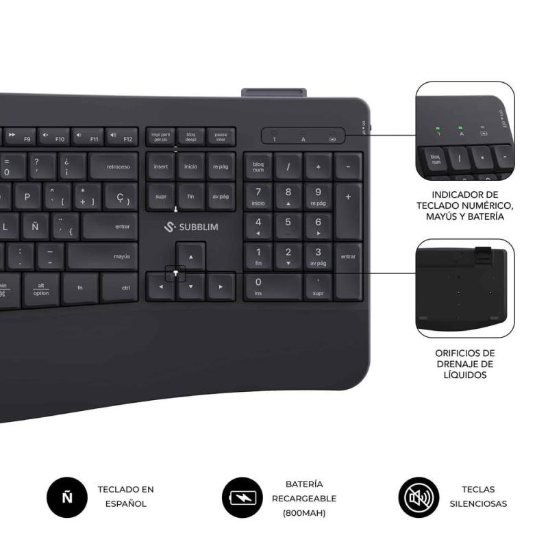 Teclado + raton subblim combo dual office prowave negro