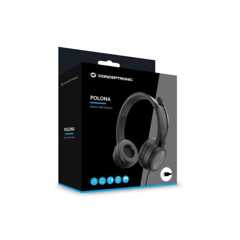 Auriculares conceptronic polona05b usb negro
