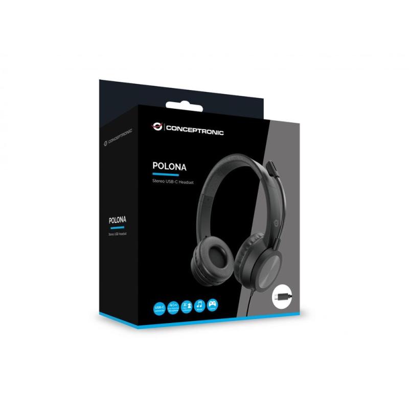 Auriculares conceptronic polona05bc usb - c negro