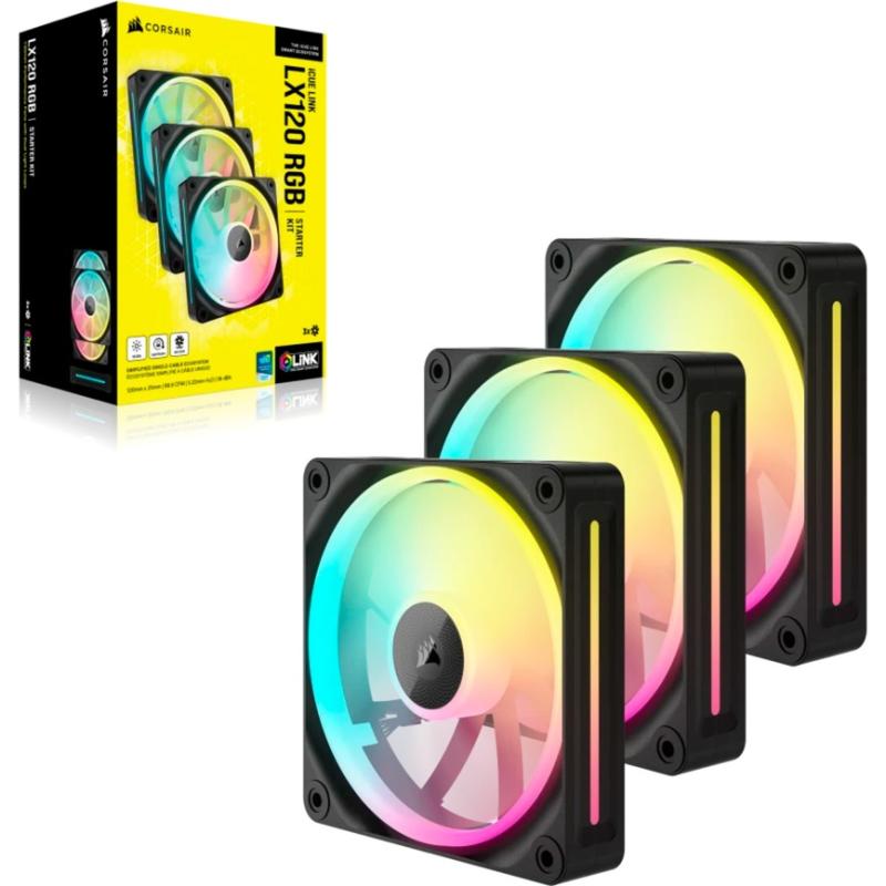 Ventilador caja corsair lx120 icue link rgb 3x 120mm negro
