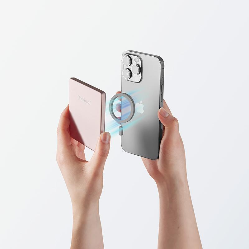 Powerbank intenso mw10000 magsafe rosado magnetico