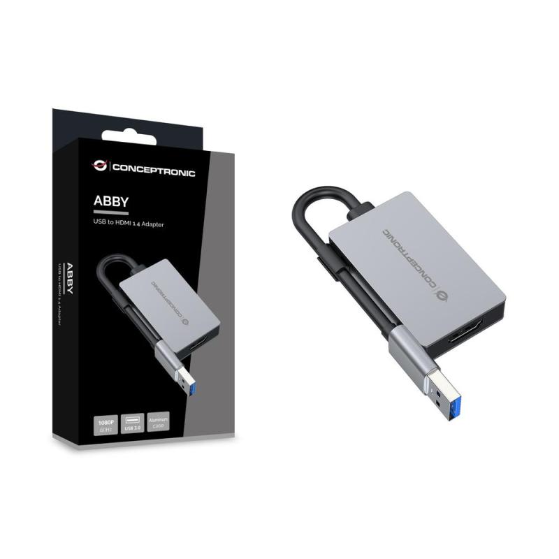 Adaptador usb 3.0 a hdmi conceptronic 16cm - macho - hembra
