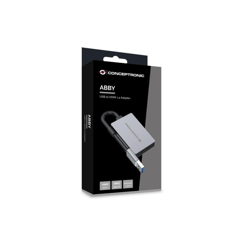 Adaptador usb 3.0 a hdmi conceptronic 16cm - macho - hembra