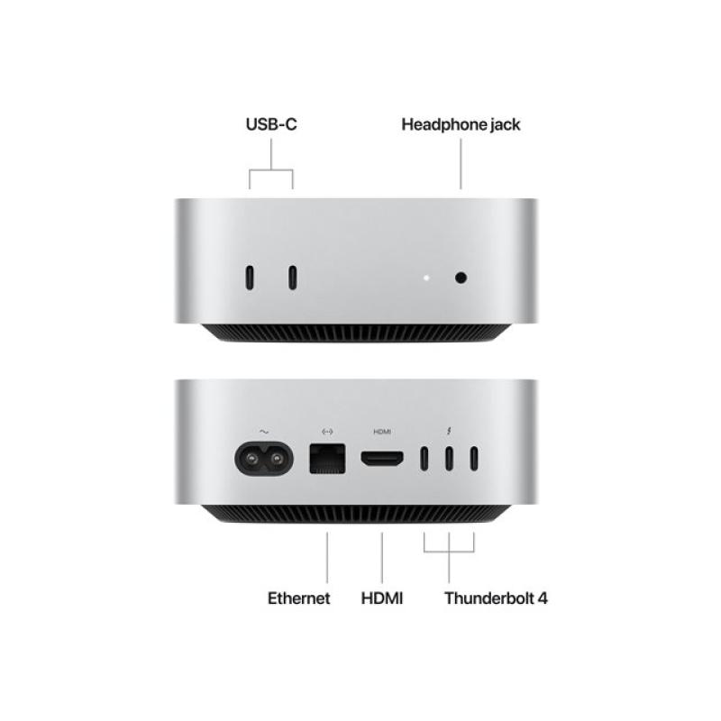 Ordenador apple mac mini silver m4 chip m4 10c 24gb ssd 512gb