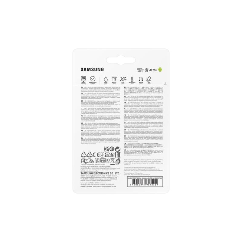Tarjeta micro sd samsung microsdxc pro ultimate 256gb clase 10 + adaptador sd