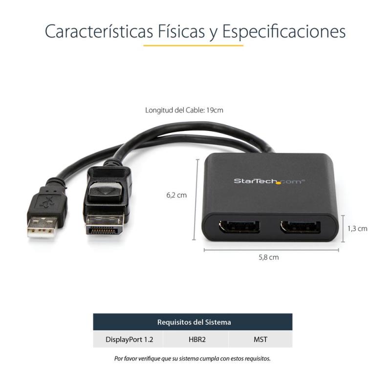 Splitter displatport startech mstdp122dp