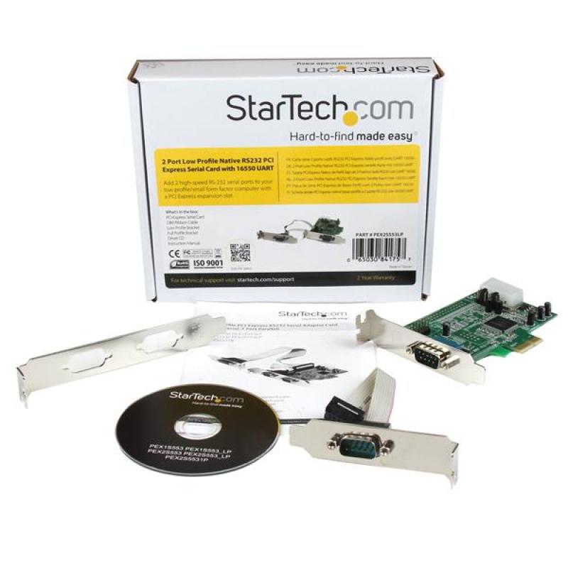 Tarjeta de puertos startech pex2s553lp 2x rs232 serie