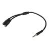 Cable jack 3.5mm startech 0.20m - macho - hembra - negro