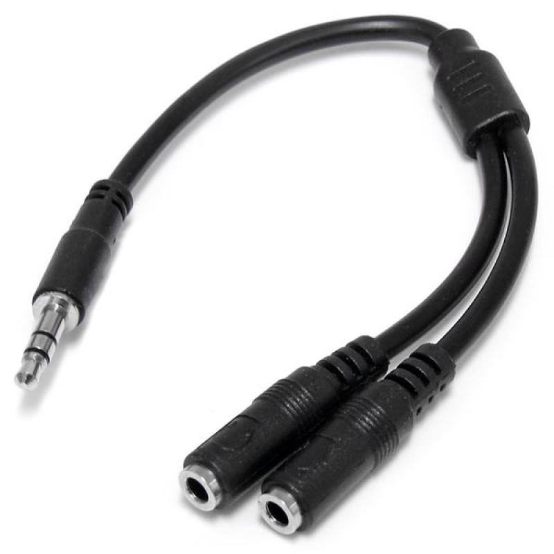 Cable jack 3.5mm startech 0.20m - macho - hembra - negro