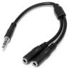 Cable jack 3.5mm startech 0.20m - macho - hembra - negro