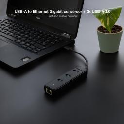 Conversor nanocable usb3.0 a ethernet 3xusb3.0